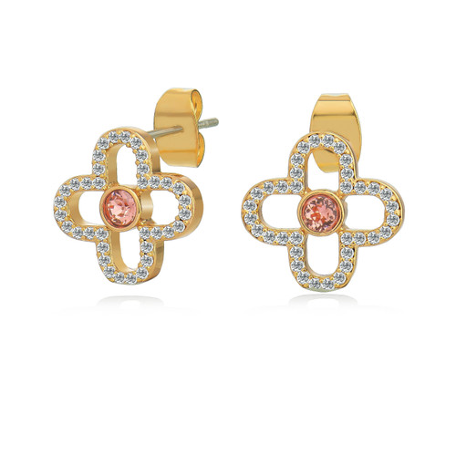 Le Fleur Collection Pink Cz Earrings Yellow Gold Le Fleur Collection Pink Cz Earrings Yellow Gold