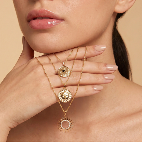 Soleil Open Cz Sun Pendant Gold
