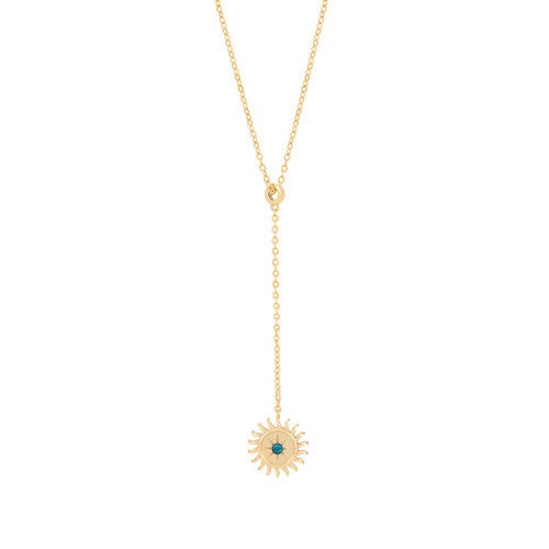 Soleil Mini Drop Sun Pendant Turquoise Cz Gold - New 2025 Soleil Mini Drop Sun Pendant Turquoise Cz Gold - New 2025