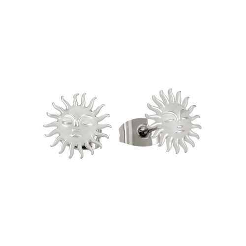 Soleil Sun With Face Stud Earrings Silver - New 2025 Soleil Sun With Face Stud Earrings Silver - New 2025