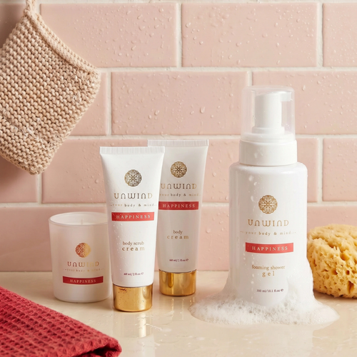 Unwind - Happiness S/4 (Foaming Gel/ Body Cream/ Body Scrub/ Candle)