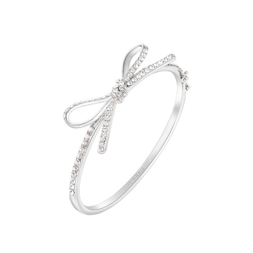 Silver-tone crystal bow bangle bracelet with an inner diameter of 65 × 50 mm. Silver-tone crystal bow bangle bracelet with an inner diameter of 65 × 50 mm.