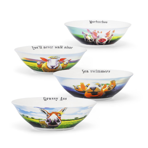 Eoin O'Connor Beyond the Herd Set of 4 Bowls Eoin O'Connor Beyond the Herd Set of 4 Bowls