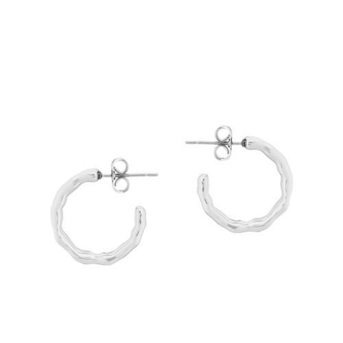Tc Small Hoop Bamboo Earrings Silver Tc Small Hoop Bamboo Earrings Silver