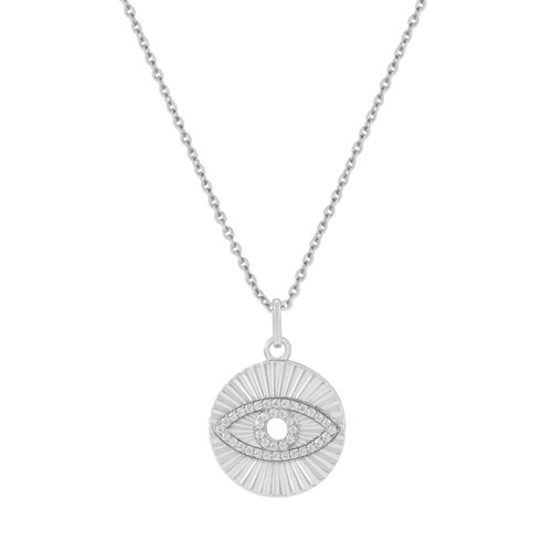 Silver Evil Eye Star Burst Pendant with pavé detail on a fine chain – jewellery product thumbnail on white background Silver Evil Eye Star Burst Pendant with pavé detail on a fine chain – jewellery product thumbnail on white background