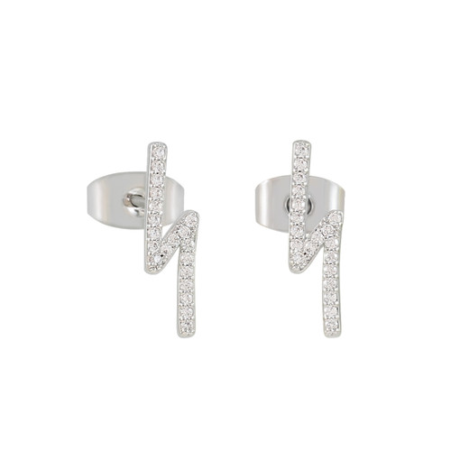 Tc Lightning - Stud Earring With Cz Silver