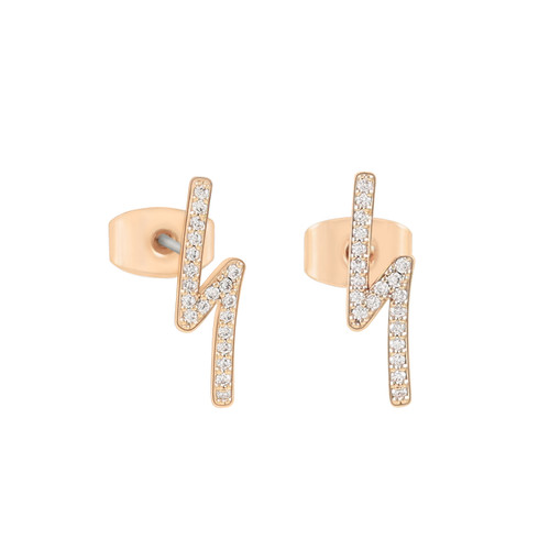 Tc Lightning - Stud Earring With Cz Gold