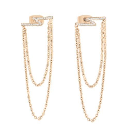 Tc Lightning - Stud/Chain Earrings With Cz Gold