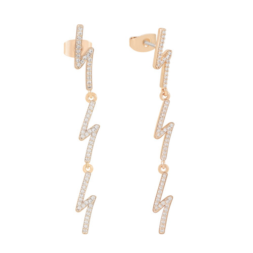 Tc Lightning - Triple Drop Earrings With Cz Gold