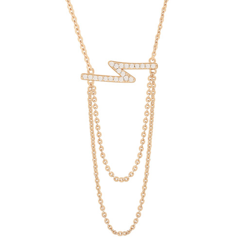 Tc Lightning - Bolt Necklace With Cz Gold