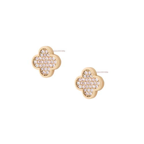 Tc Fleur Collection Pave Stud Earrings Gold