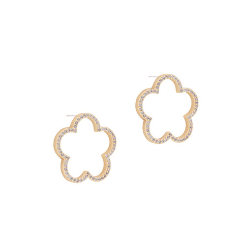 Tc Fleur Collection Cut Out Cz Inset Earrings Gold