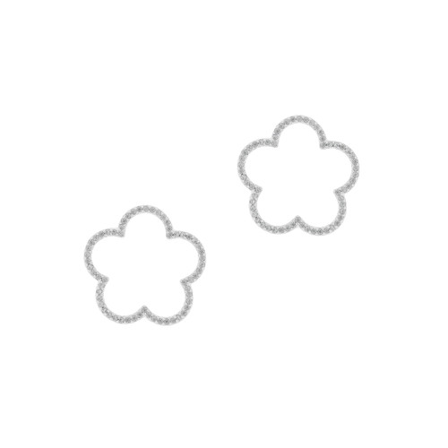 Tc Fleur Collection Cut Out Cz Inset Earrings Silver