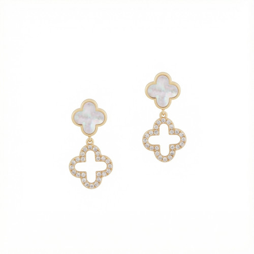 Tc Fleur Collection Cz & Mop Drop Earrings Gold