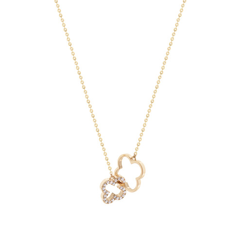 Tc Fleur Collection Cz Inset & Polished Fleur Pendant Gold