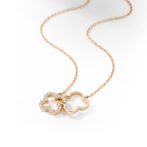 Tc Fleur Collection Cz Inset & Polished Fleur Pendant Gold