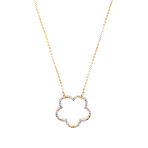 Tc Fleur Collection Cz Inset Cut Out Pendant Gold