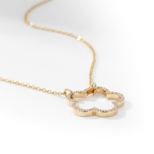 Tc Fleur Collection Cz Inset Cut Out Pendant Gold