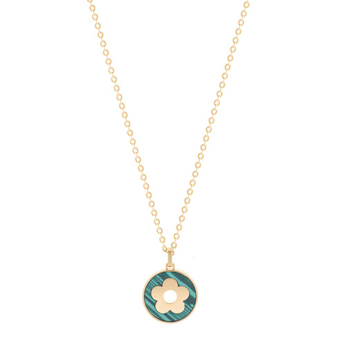 Tc Fleur Collection Green Malachite Disc Pendant Gold