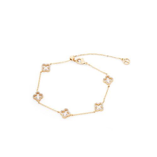 Tc Fleur Collection 5 Cz Inset Fleur Bracelet Gold