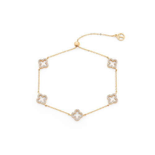 Tc Fleur Collection 5 Cz Inset Fleur Bracelet Gold