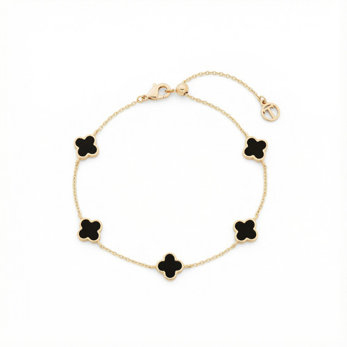 Tc Fleur Collection 5 Black Onyx Fleur Bracelet Gold