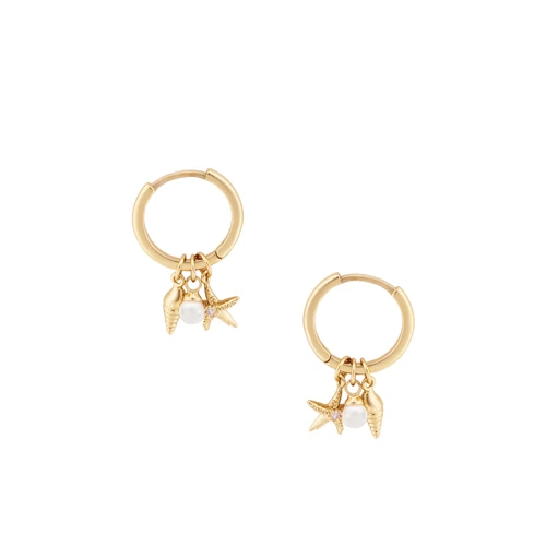 Tc Under The Sea - Pearl/Shell/Starfish Earrings Gold