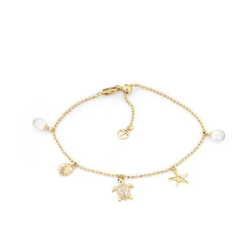 Tc Under The Sea - Pearl/Shell/Starfish/Turtle Bracelet Gold
