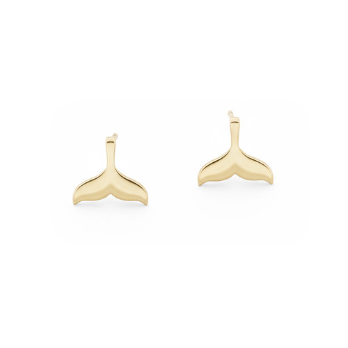 Tc Under The Sea - Whale Tail Stud Earrings Gold