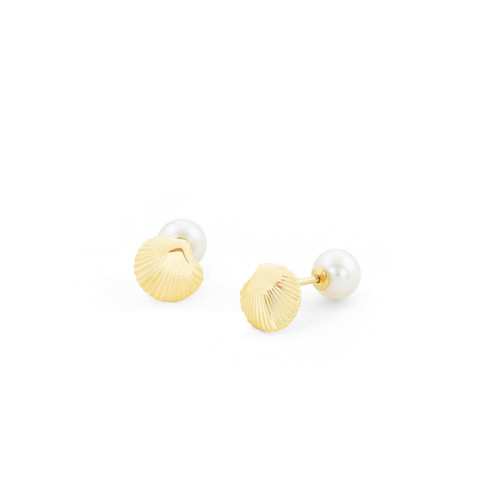 Tc Under The Sea - Shell Stud Earrings Gold