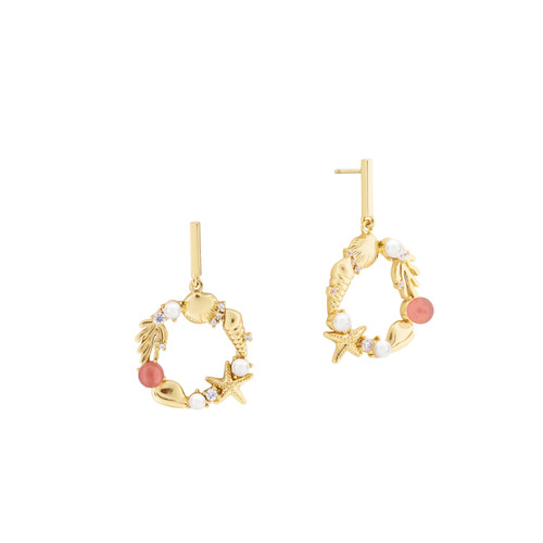 Tc Under The Sea - Round Sea Crown Earrings Gold