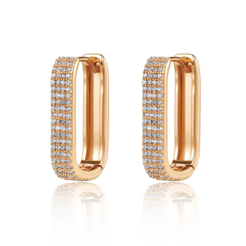 TC Rectangular Huggies Pave Set Gold