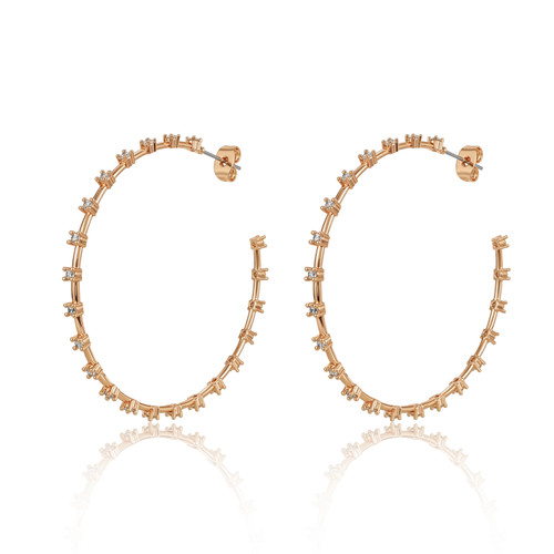 TC Large Cz Set Hoop Earrings Gold