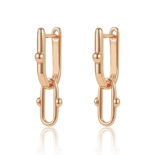 TC Rectangular Huggies Drop Earrings Gold