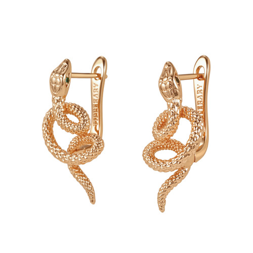 Tc Snake Double Loop Huggie Earrings Gold