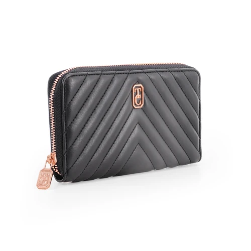 Bordeaux Chevron Wallet - Black