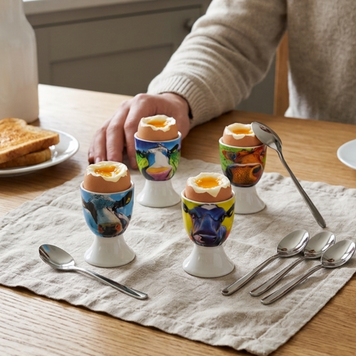 Eoin O Connor Set Four Cow Egg Cup Set