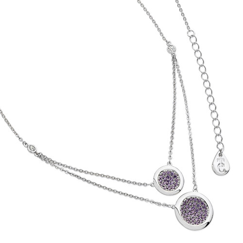 Lavender Double Moon Drop Pendant Silver Lavender Double Moon Drop Pendant Silver
