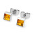 November - Silver Square Birthstone Earrings - Citrine Crystal