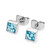 March - Silver Square Birthstone Earrings - Aquamarine Crystal