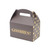 A brown cardboard gift box with a handle and the Goshies! logo in gold text on the front.