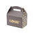A brown cardboard gift box with a handle. The front of the box displays the "oh my GOSH!®" logo in gold text, while the side features a repeating pattern of gold cartoon animal illustrations.