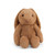 A soft, chocolate brown plush bunny toy with long floppy ears, sitting and facing forward.