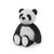 A soft black and white plush panda toy, sitting and facing forward with classic eye patches.