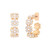 Gold daisy hoop earrings adorned with sparkling crystals and pearl centers in a floral design.