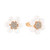 Gold daisy stud earrings with pearl petals and a crystal-encrusted center.