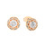 Gold Maureen O’Hara round-cut stud earrings with a brilliant central CZ stone encircled by smaller sparkling accents.