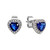Silver Diamond Heart Earrings Sapphire