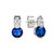 Silver Round Sapph Stone W/Pave Bale Earrings