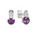 Silver Round Purple Stone W/Pave Bale Earrings